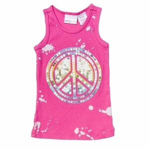 Amy Coe Baby Girl Sequin Peace Sign Pink Tank Top